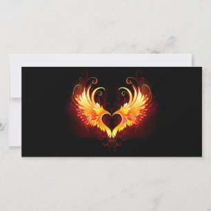 Angel Fire Heart with Wings Holiday Card