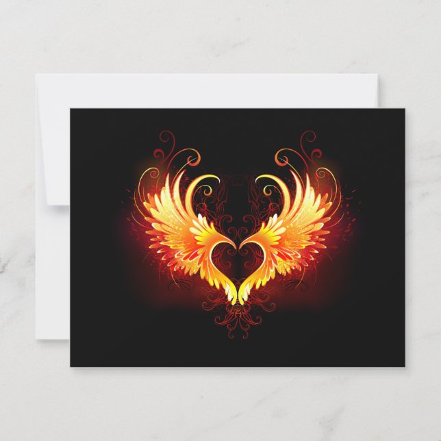 Angel Fire Heart with Wings Invitation (Front)