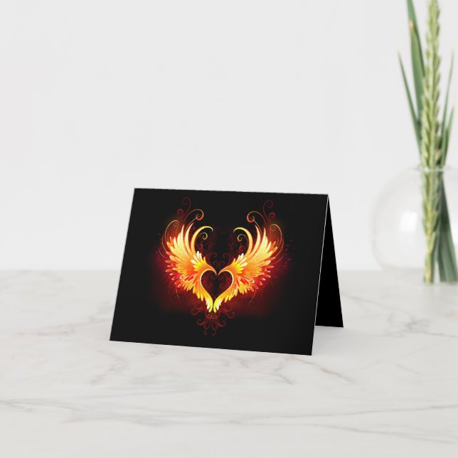 Angel Fire Heart with Wings Invitation (Front)
