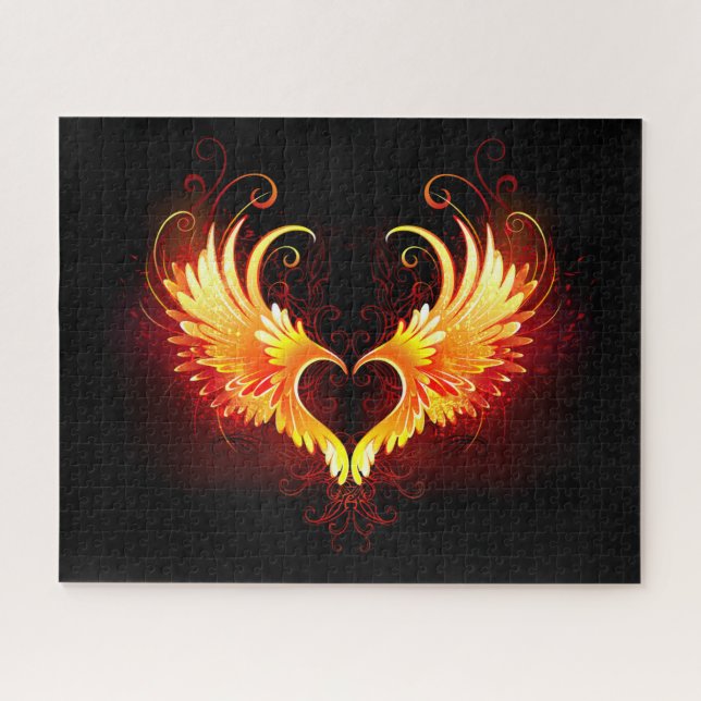 Angel Fire Heart with Wings Jigsaw Puzzle (Horizontal)