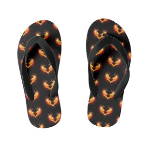 Angel Fire Heart with Wings Kid's Flip Flops