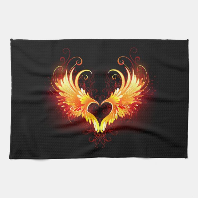 Angel Fire Heart with Wings Kitchen Towel (Horizontal)