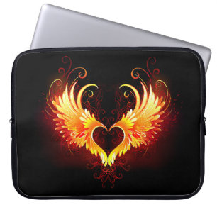Angel Fire Heart with Wings Laptop Sleeve