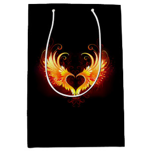 Angel Fire Heart with Wings Medium Gift Bag