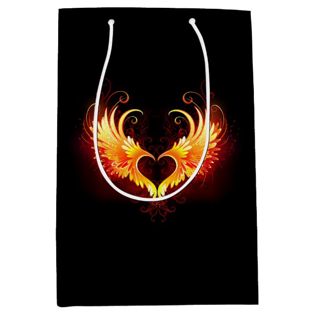 Angel Fire Heart with Wings Medium Gift Bag (Front)