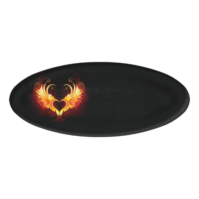Angel Fire Heart with Wings Name Tag (Front)
