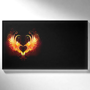 Angel Fire Heart with Wings Name Tag