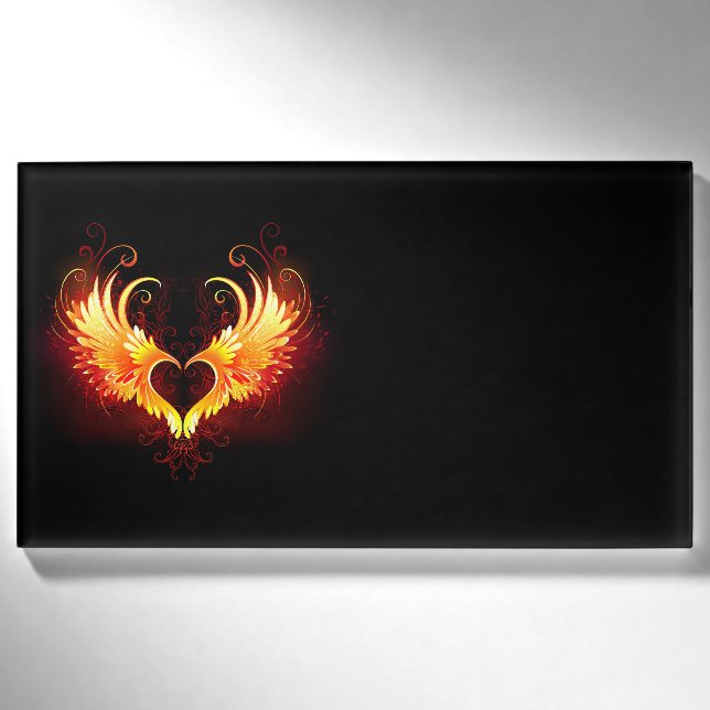 Angel Fire Heart with Wings Name Tag (Front)
