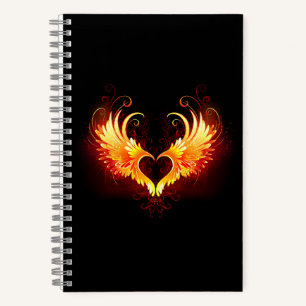 Angel Fire Heart with Wings Notebook
