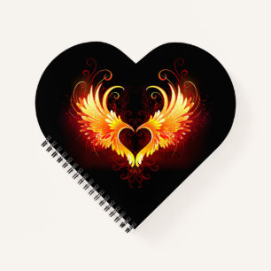 Angel Fire Heart with Wings Notebook