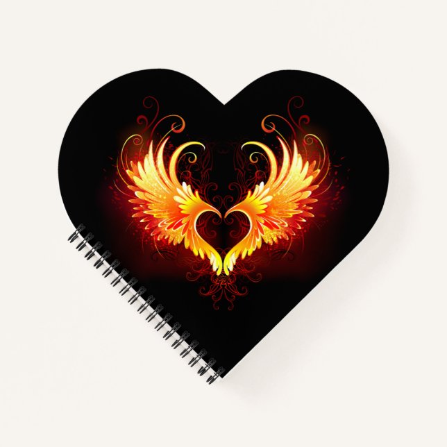 Angel Fire Heart with Wings Notebook (Front)