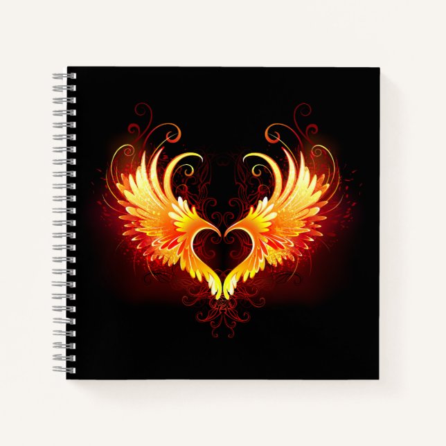 Angel Fire Heart with Wings Notebook (Front)