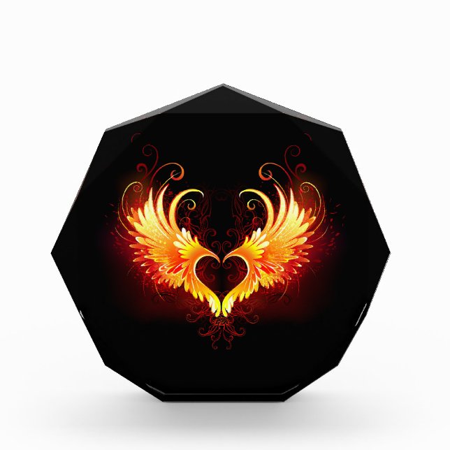 Angel Fire Heart with Wings Photo Block (Front)