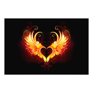 Angel Fire Heart with Wings Photo Print