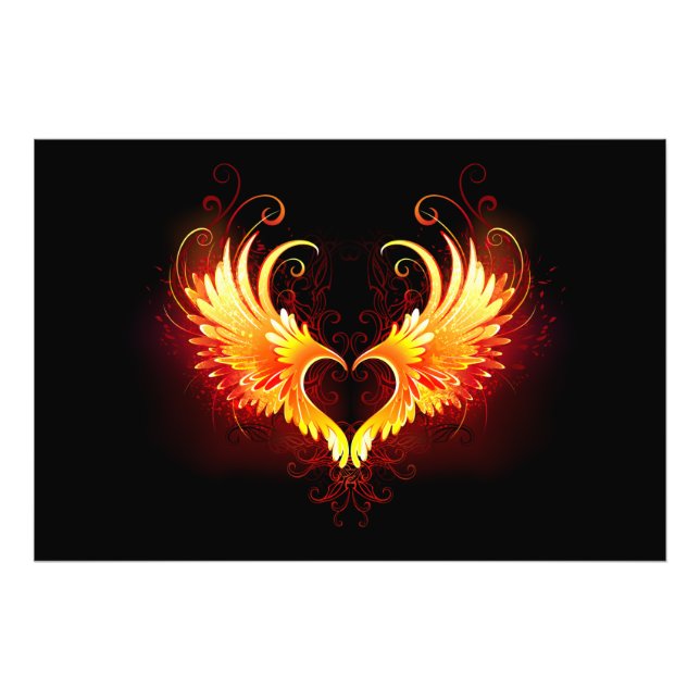 Angel Fire Heart with Wings Photo Print (Front)