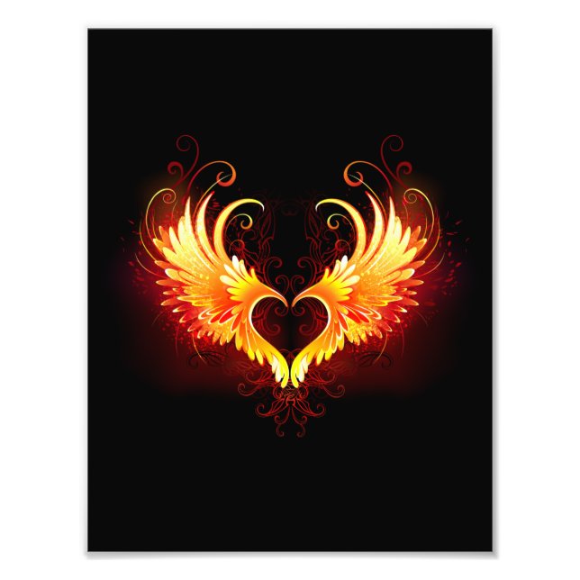Angel Fire Heart with Wings Photo Print (Front)