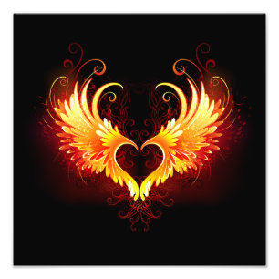 Angel Fire Heart with Wings Photo Print