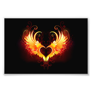 Angel Fire Heart with Wings Photo Print