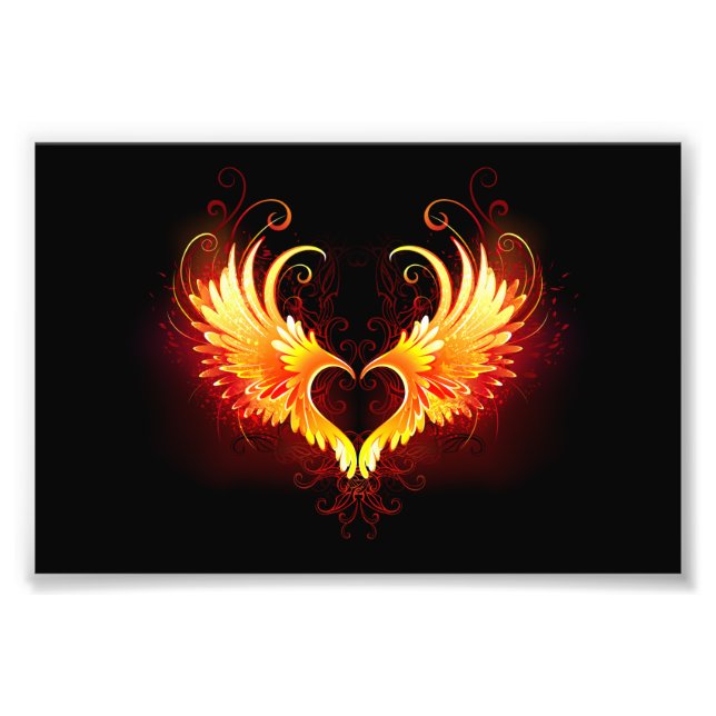 Angel Fire Heart with Wings Photo Print (Front)