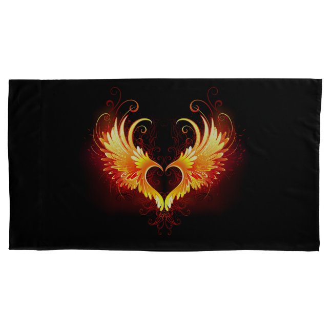 Angel Fire Heart with Wings Pillowcase (Front)