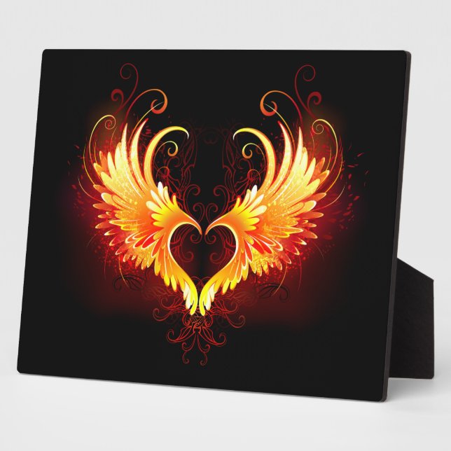 Angel Fire Heart with Wings Plaque (Side)