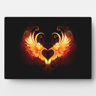 Angel Fire Heart with Wings Plaque