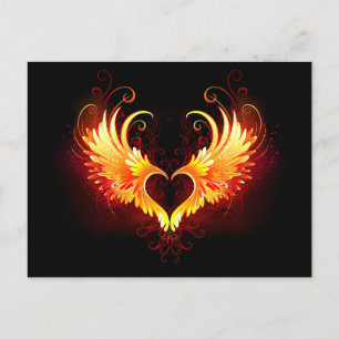 Angel Fire Heart with Wings Postcard