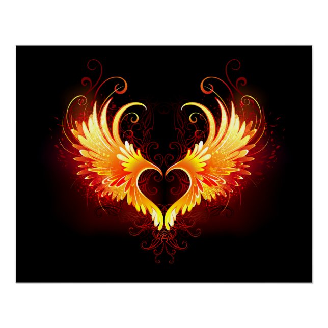 Angel Fire Heart with Wings Poster (Front)