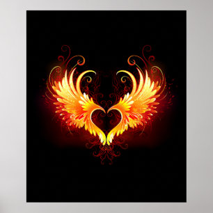 Angel Fire Heart with Wings Poster