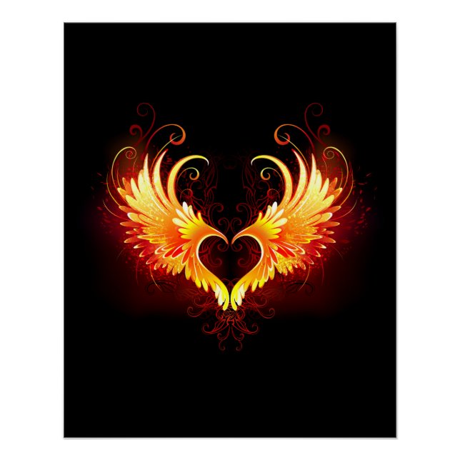 Angel Fire Heart with Wings Poster (Front)