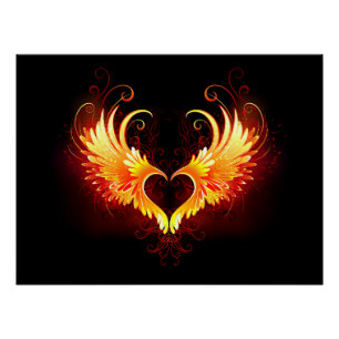 Angel Fire Heart with Wings Poster