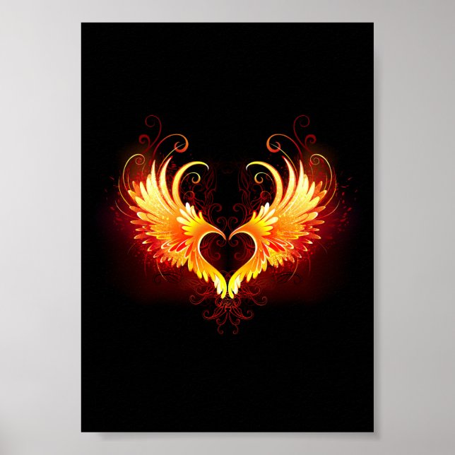 Angel Fire Heart with Wings Poster (Front)