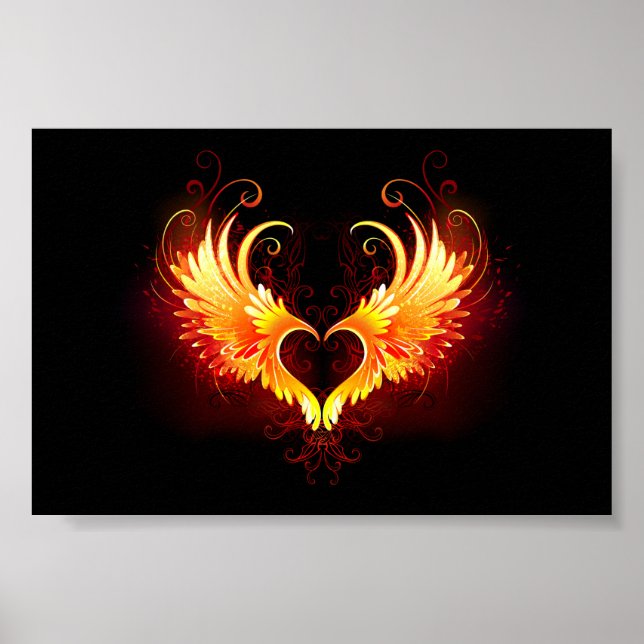 Angel Fire Heart with Wings Poster (Front)