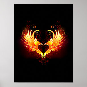 Angel Fire Heart with Wings Poster