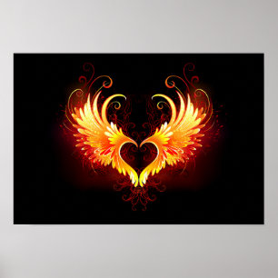 Angel Fire Heart with Wings Poster