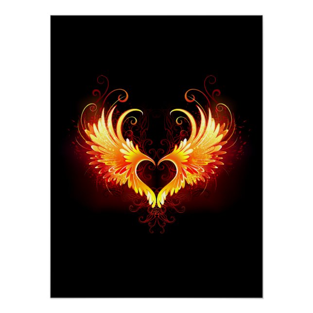 Angel Fire Heart with Wings Poster (Front)