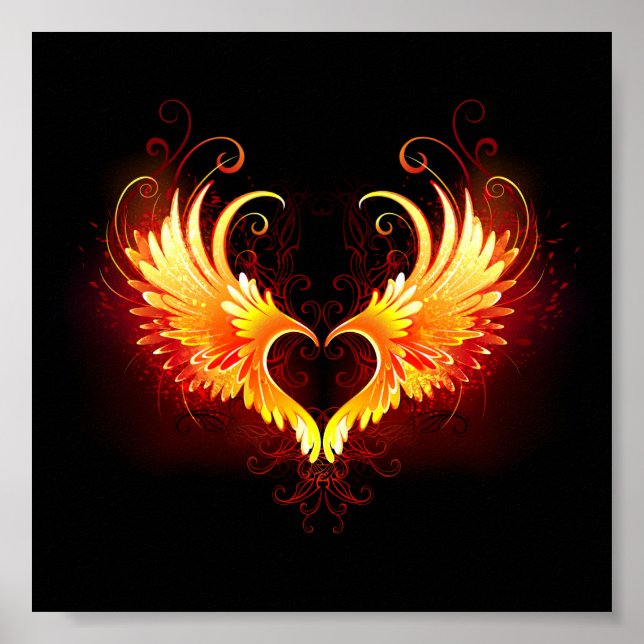 Angel Fire Heart with Wings Poster (Front)