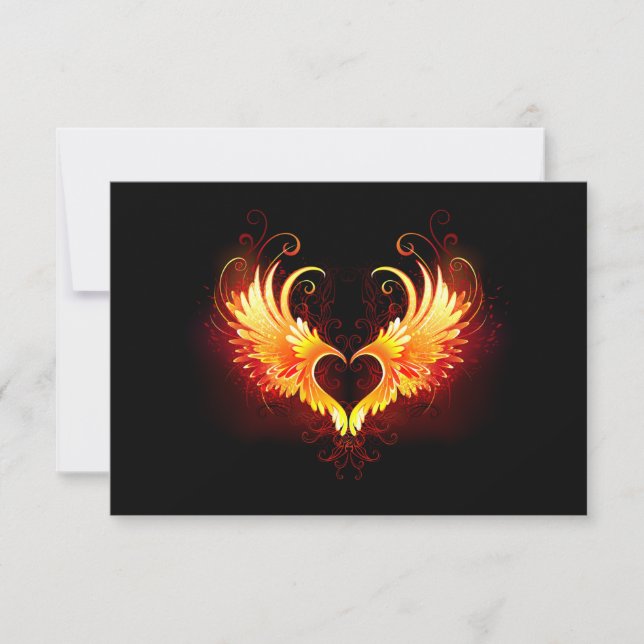 Angel Fire Heart with Wings RSVP Card (Front)