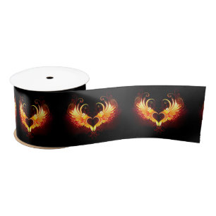 Angel Fire Heart with Wings Satin Ribbon