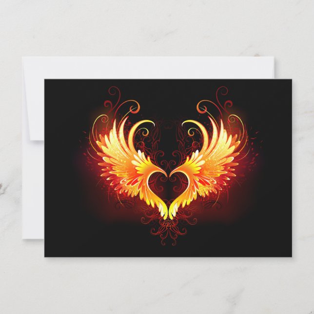 Angel Fire Heart with Wings Save The Date (Front)
