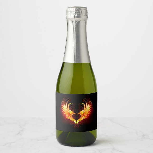 Angel Fire Heart with Wings Sparkling Wine Label (Front)