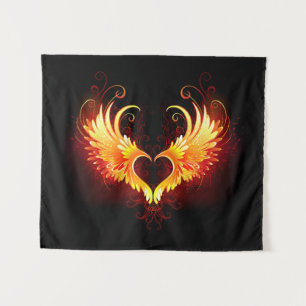 Angel Fire Heart with Wings Tapestry