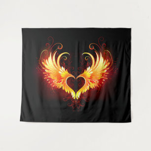 Angel Fire Heart with Wings Tapestry