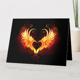 Angel Fire Heart with Wings Thank You Card
