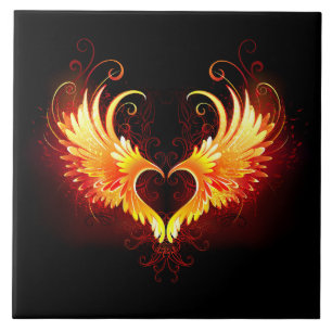 Angel Fire Heart with Wings Tile