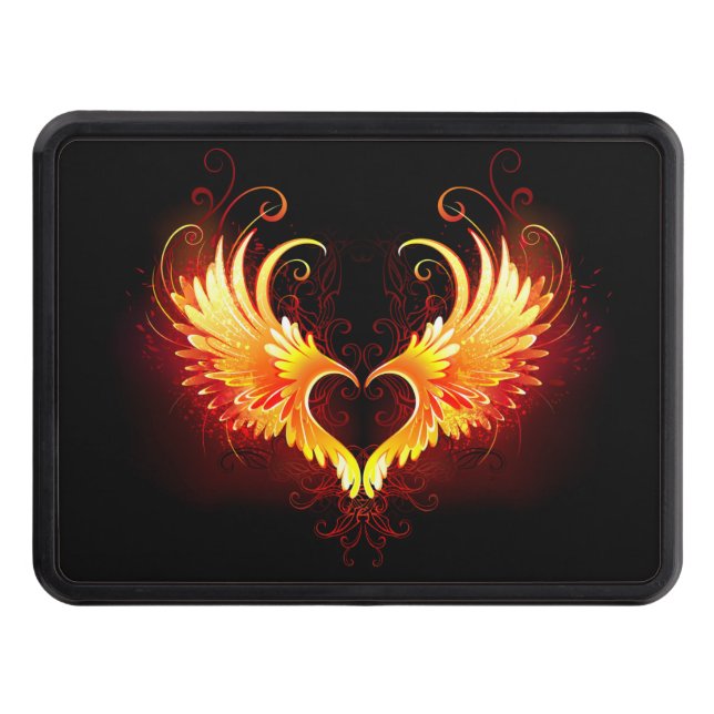 Angel Fire Heart with Wings Trailer Hitch Cover (Front)