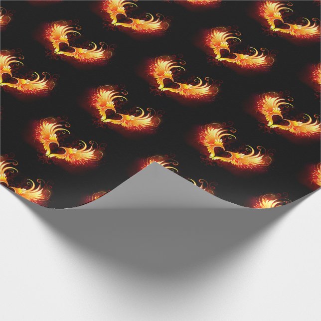 Angel Fire Heart with Wings Wrapping Paper (Corner)