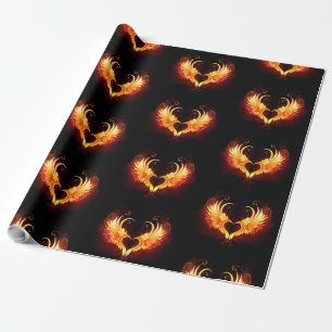 Angel Fire Heart with Wings Wrapping Paper