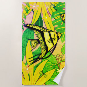 Angel Fish Greenleaf Beach Towel