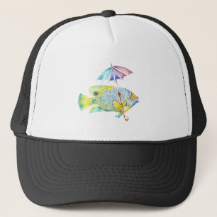 Angel Fish With Umbrella Trucker Hat